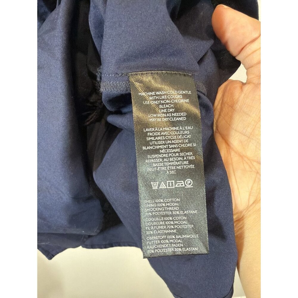 Anthropologie Navy Blue Sleeveless Blouse Size XL Ruffled Hem Zip Up Minimalist - Picture 7 of 9